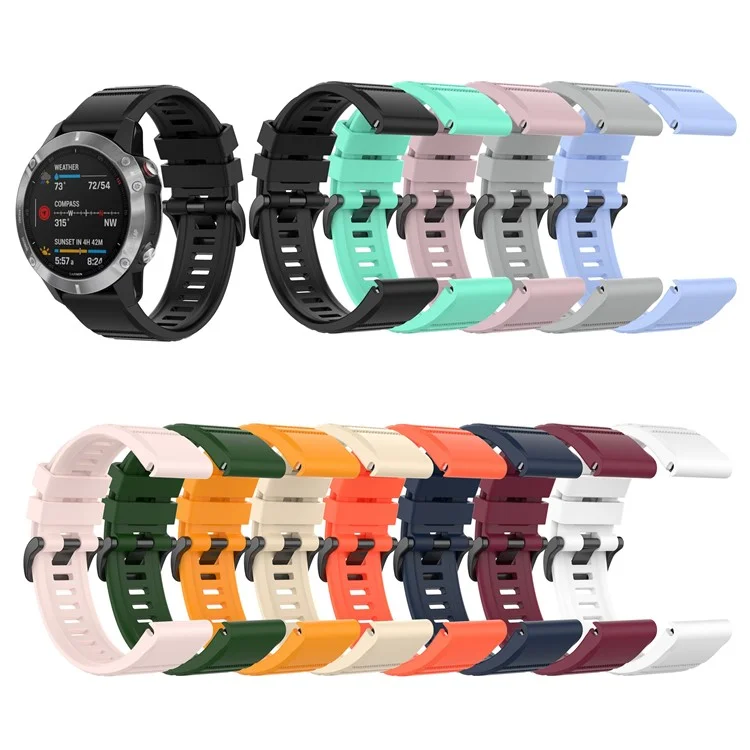 Para Garmin Fenix 7/Epix Correa de Reloj de Silicona de Color Sólido de Liberación Rápida Recambio Correa de Muñeca 22mm - Negro
