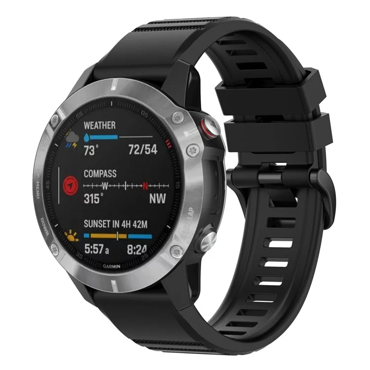 Para Garmin Fenix 7/Epix Correa de Reloj de Silicona de Color Sólido de Liberación Rápida Recambio Correa de Muñeca 22mm - Negro