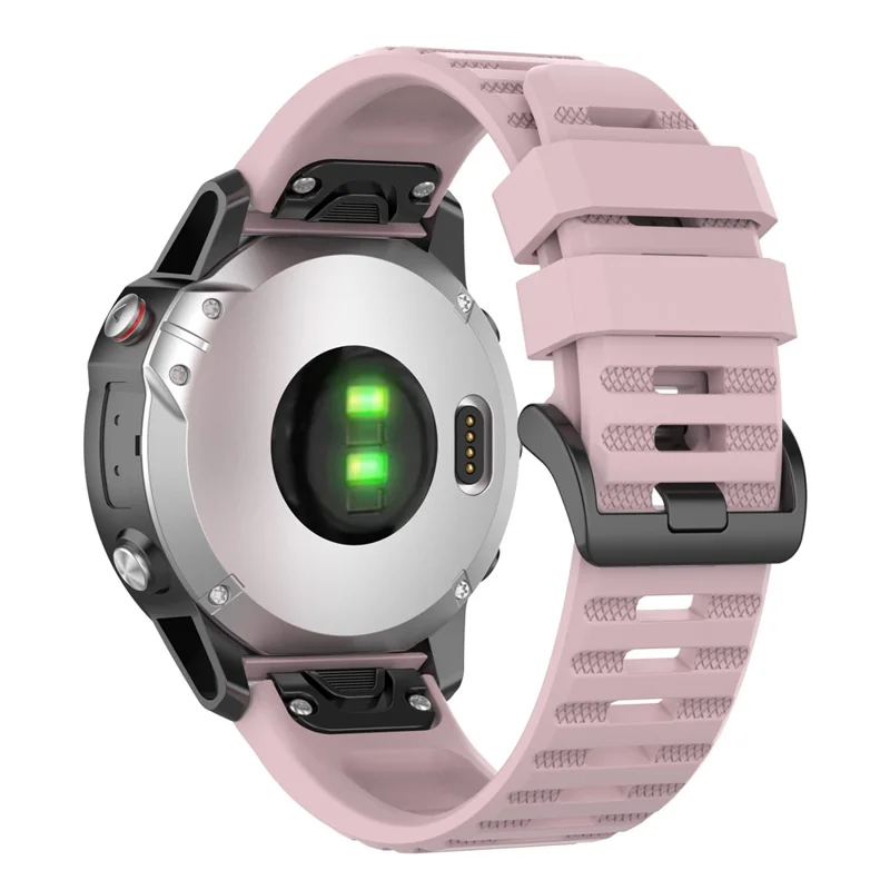 For Garmin Fenix 7/Epix Solid Color Quick Release Silicone Watch Band Replacement Wrist Strap 22mm - Rose Pink