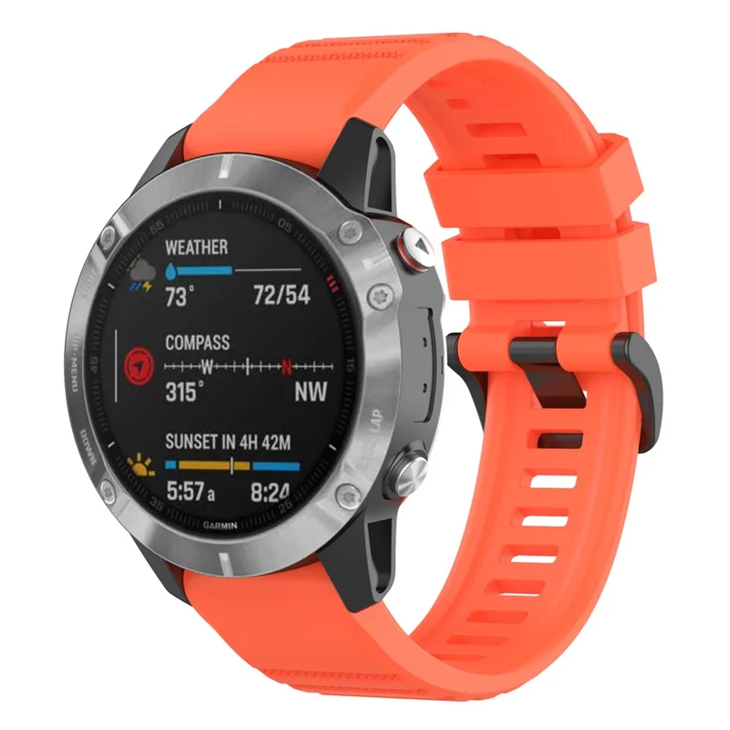 For Garmin Fenix 7/Epix Solid Color Quick Release Silicone Watch Band Replacement Wrist Strap 22mm - Coral