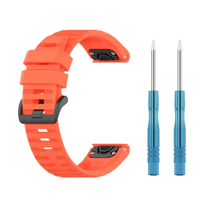 For Garmin Fenix 7/Epix Solid Color Quick Release Silicone Watch Band Replacement Wrist Strap 22mm - Coral