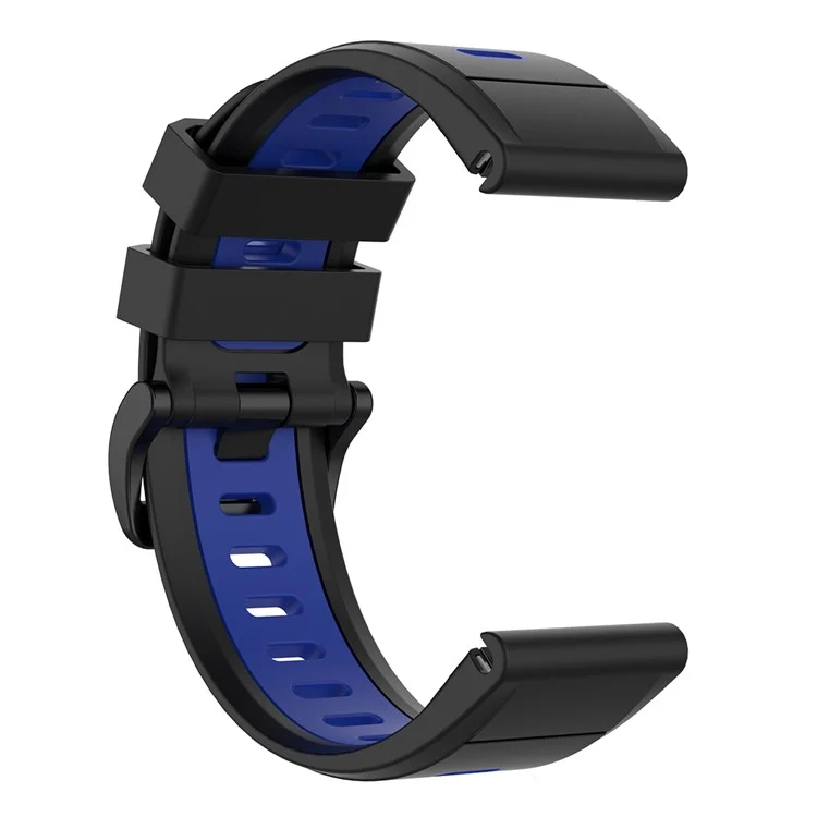 Para Garmin Fenix 7X Dual-color Stylish Quick Release Silicone Watch Band Wrist Strap 26mm - Negro/Azul