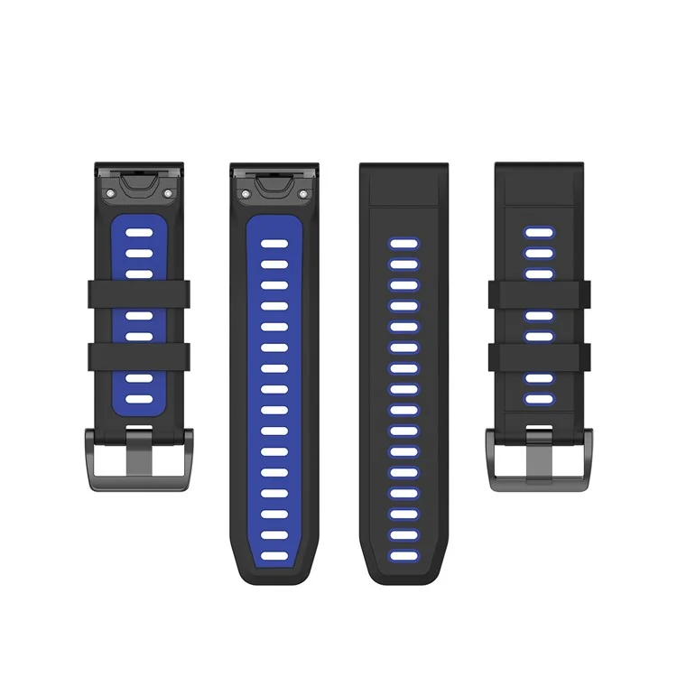 Para Garmin Fenix 7X Dual-color Stylish Quick Release Silicone Watch Band Wrist Strap 26mm - Negro/Azul
