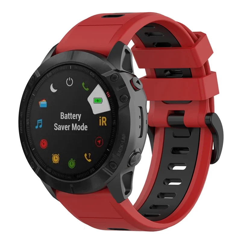 For Garmin Fenix 7X Dual-color Stylish Quick Release Silicone Watch Band Wrist Strap 26mm - Red/Black