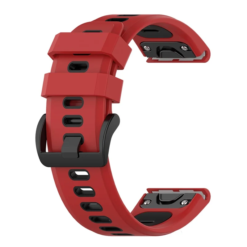 For Garmin Fenix 7X Dual-color Stylish Quick Release Silicone Watch Band Wrist Strap 26mm - Red/Black