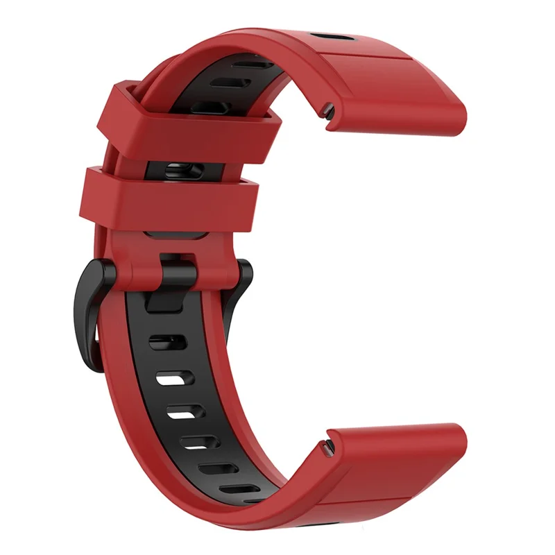 For Garmin Fenix 7X Dual-color Stylish Quick Release Silicone Watch Band Wrist Strap 26mm - Red/Black