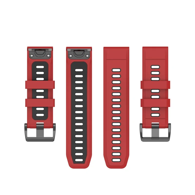 For Garmin Fenix 7X Dual-color Stylish Quick Release Silicone Watch Band Wrist Strap 26mm - Red/Black