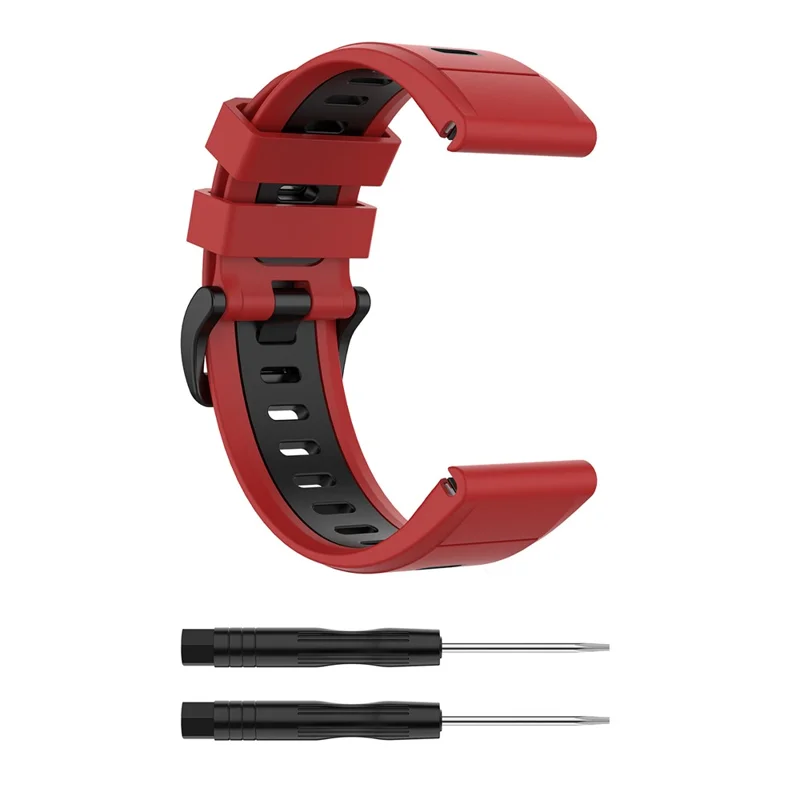 For Garmin Fenix 7X Dual-color Stylish Quick Release Silicone Watch Band Wrist Strap 26mm - Red/Black