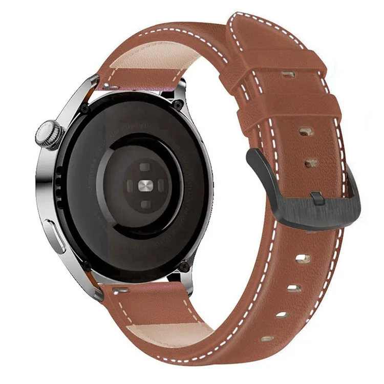 Für Huawei Watch GT3 / Samsung Galaxy Watch 46mm Leder Uhrenarmband 22mm Universal Watch Strap Mit Schnalle - Braun