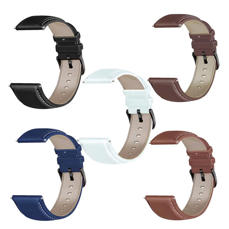 Für Huawei Watch GT3 / Samsung Galaxy Watch 46mm Leder Uhrenarmband 22mm Universal Watch Strap Mit Schnalle - Braun