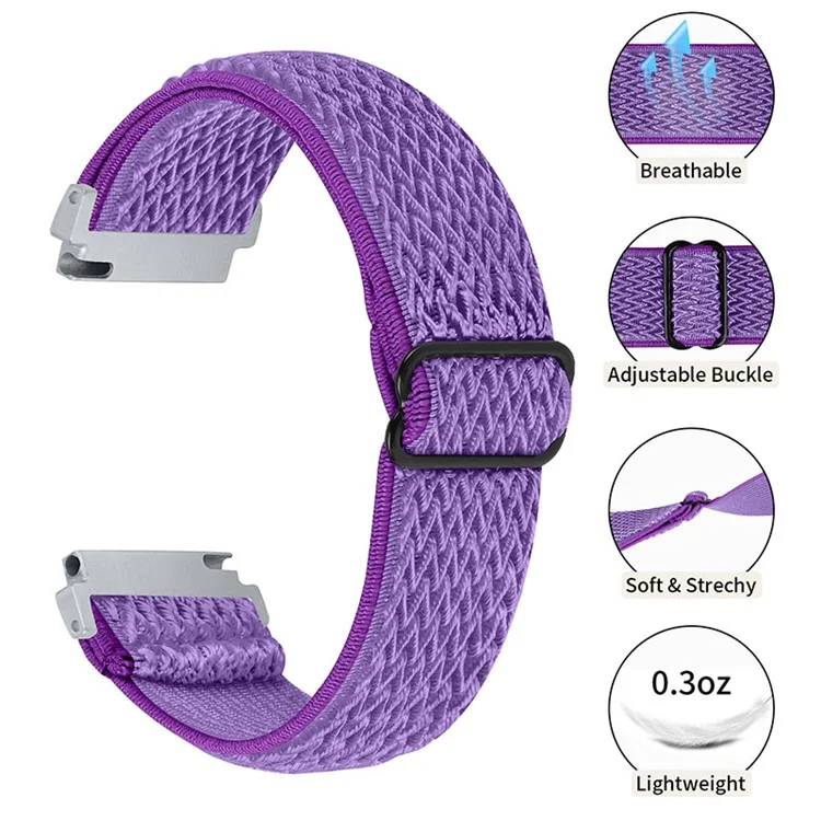 For Samsung Galaxy Watch 46mm/Watch3 45mm Adjustable Elastic Watch Strap Universal Watch Band with Buckle - Purple