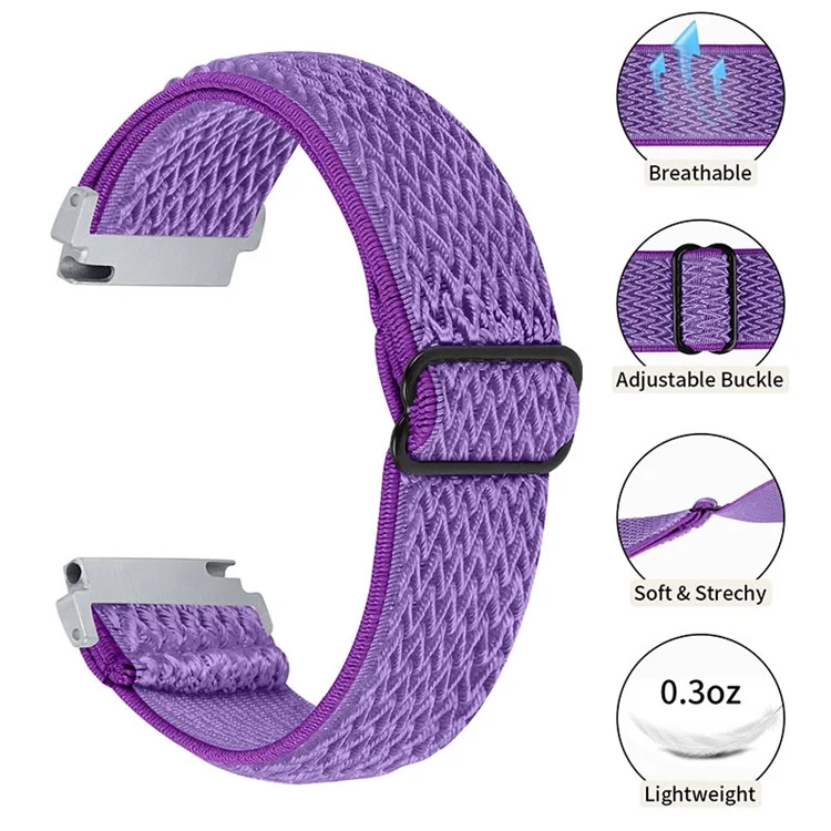 For Huami Amazfit GTR 47mm/Pace/Stratos/Stratos 2 Adjustable Elastic Watch Strap Universal 22mm Watch Band with Buckle - Purple
