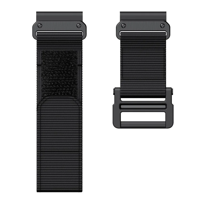 26mm Sport Loop Strap for Garmin Fenix 7X / 6X / 5X, Breathable Nylon Adjustable Elastic Replacement Band - Black