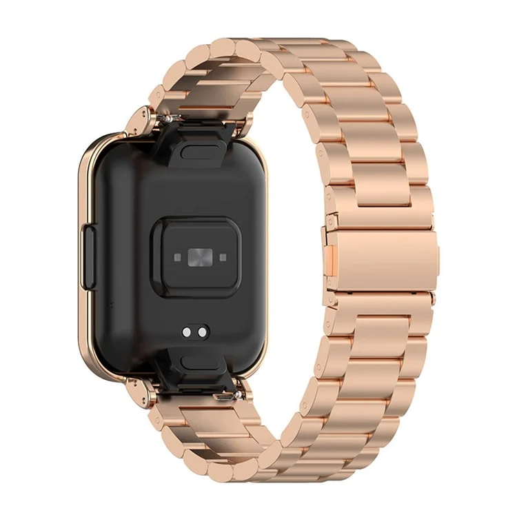 Para Xiaomi Redmi Watch 2 Lite Metal Three Beads Wrist Strap+Watch Case - Rose Gold