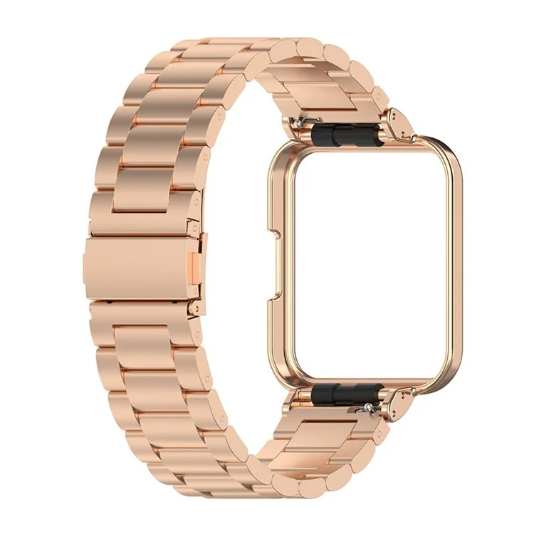 Para Xiaomi Redmi Watch 2 Lite Metal Three Beads Wrist Strap+Watch Case - Rose Gold