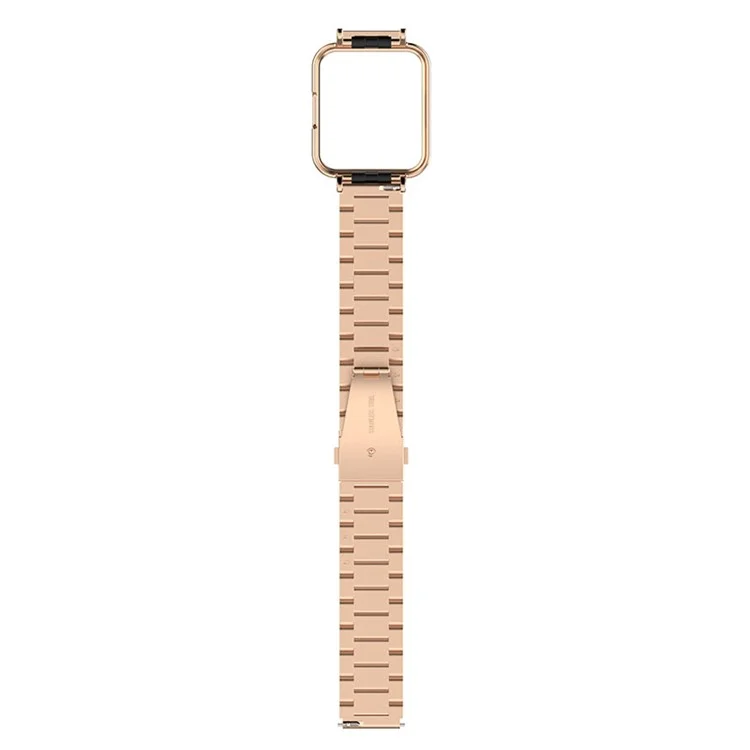 Para Xiaomi Redmi Watch 2 Lite Metal Three Beads Wrist Strap+Watch Case - Rose Gold