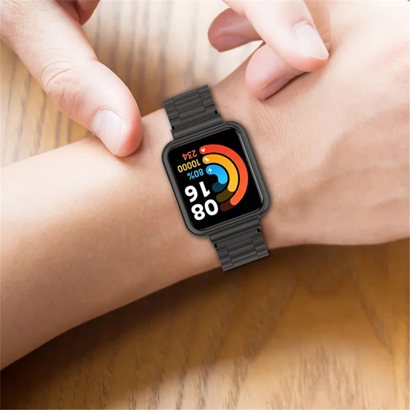 Для Xiaomi Redmi Watch 2 Lite Металлический ремешок с тремя бусинами + Чехол для часов - Золотой