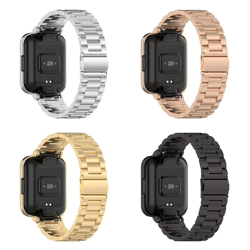 Для Xiaomi Redmi Watch 2 Lite Металлический ремешок с тремя бусинами + Чехол для часов - Золотой