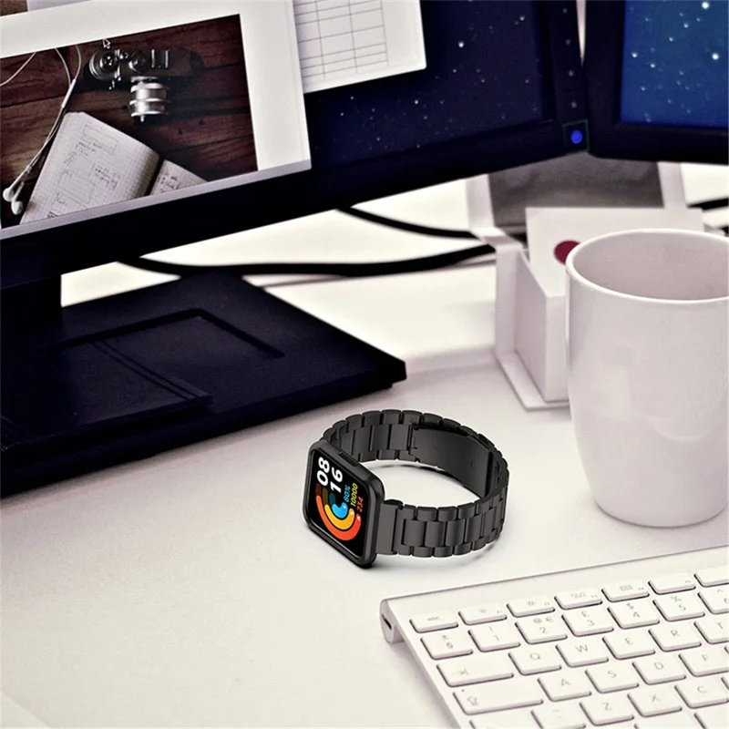 Для Xiaomi Redmi Watch 2 Lite Металлический ремешок с тремя бусинами + Чехол для часов - Золотой