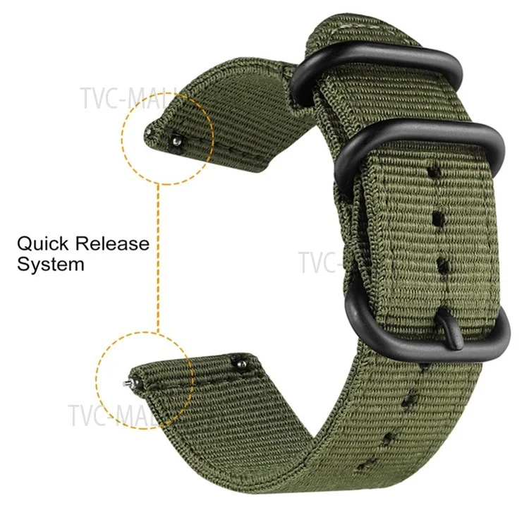 Для Suunto 9/Suunto 9 Baro Nylon Watch Strap Three Heavy Buckles Watch Band Replacement 24mm - Army Green