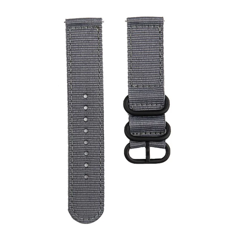 Für Suunto 9/Suunto 9 Baro Nylon-Uhrenarmband Drei Heavy Buckles Uhrenarmband Ersatz 24mm - Grau