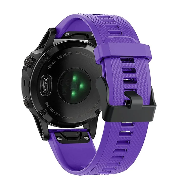 For Garmin Fenix 7 Wrist Band Quick Release Silicone Adjustable Watch Strap with Black Buckle - Purple