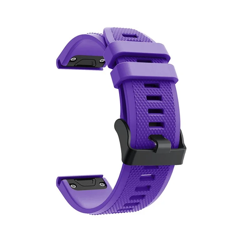 For Garmin Fenix 7 Wrist Band Quick Release Silicone Adjustable Watch Strap with Black Buckle - Purple