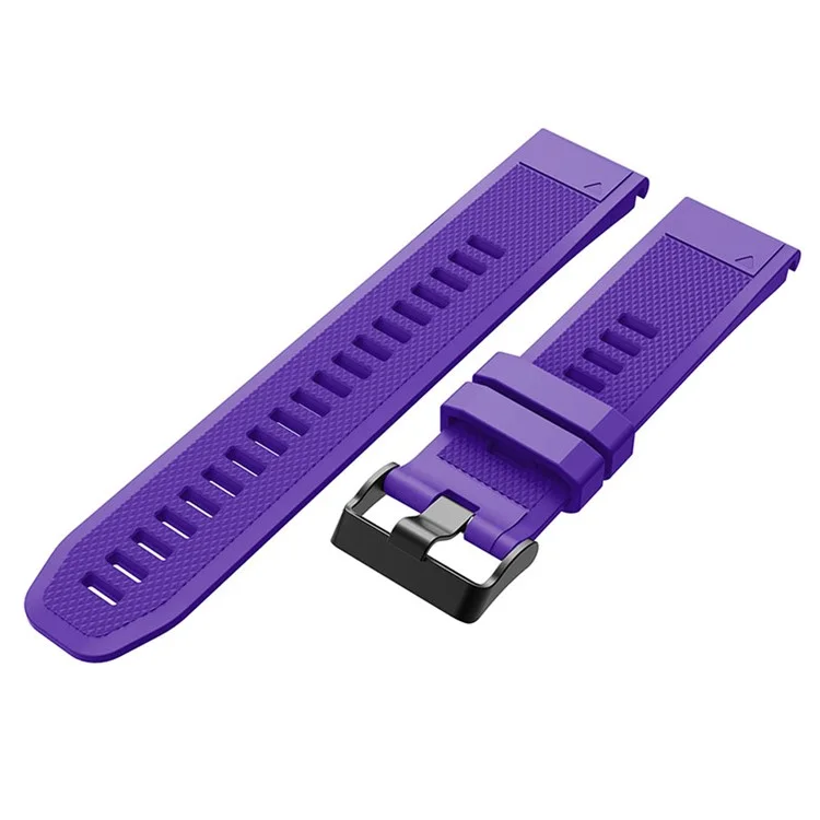 For Garmin Fenix 7 Wrist Band Quick Release Silicone Adjustable Watch Strap with Black Buckle - Purple