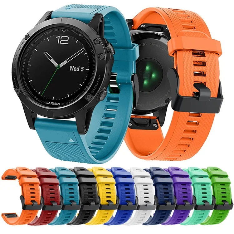 Para Garmin Fenix 7 Wrist Band Quick Release Silicone Adjustable Watch Strap with Black Buckle - Roxo