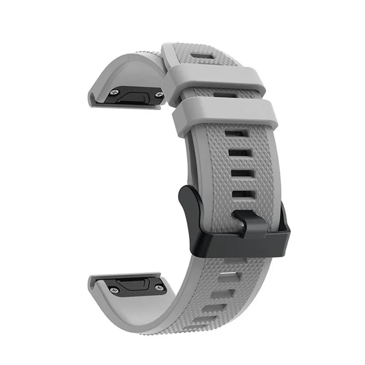 For Garmin Fenix 7 Wrist Band Quick Release Silicone Adjustable Watch Strap with Black Buckle - Grey