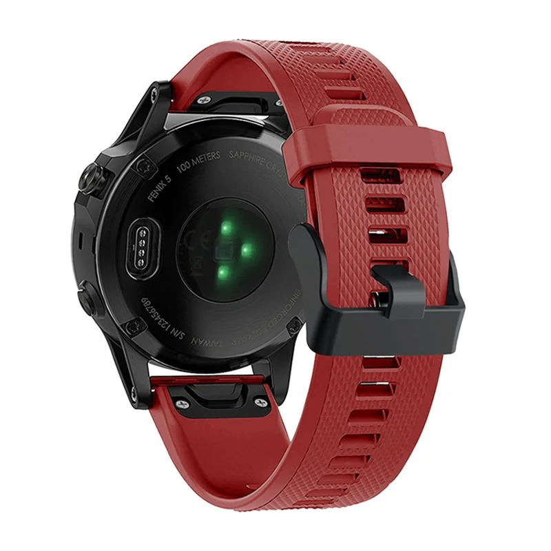 For Garmin Fenix 7 Wrist Band Quick Release Silicone Adjustable Watch Strap with Black Buckle - Red