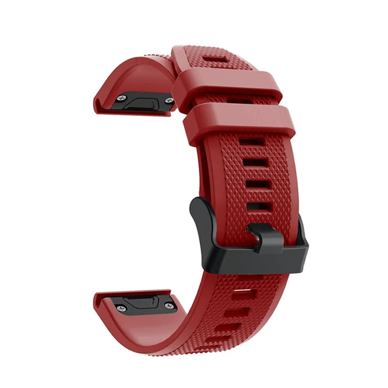 For Garmin Fenix 7 Wrist Band Quick Release Silicone Adjustable Watch Strap with Black Buckle - Red