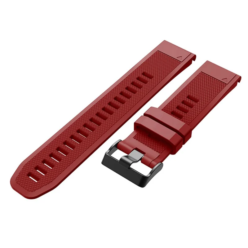 For Garmin Fenix 7 Wrist Band Quick Release Silicone Adjustable Watch Strap with Black Buckle - Red