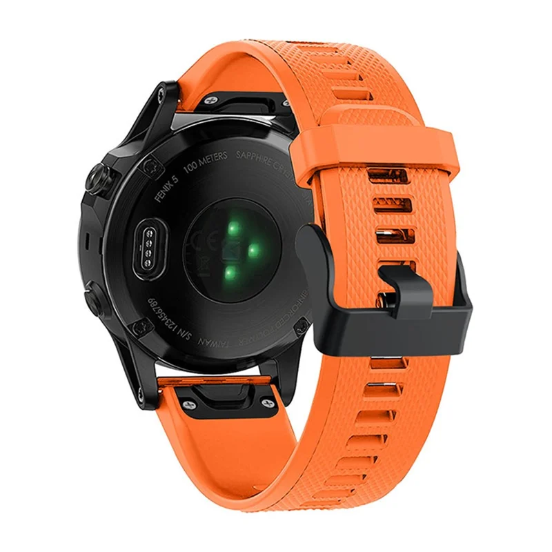 For Garmin Fenix 7 Wrist Band Quick Release Silicone Adjustable Watch Strap with Black Buckle - Orange
