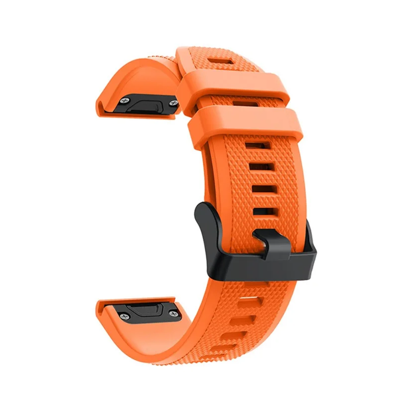 For Garmin Fenix 7 Wrist Band Quick Release Silicone Adjustable Watch Strap with Black Buckle - Orange