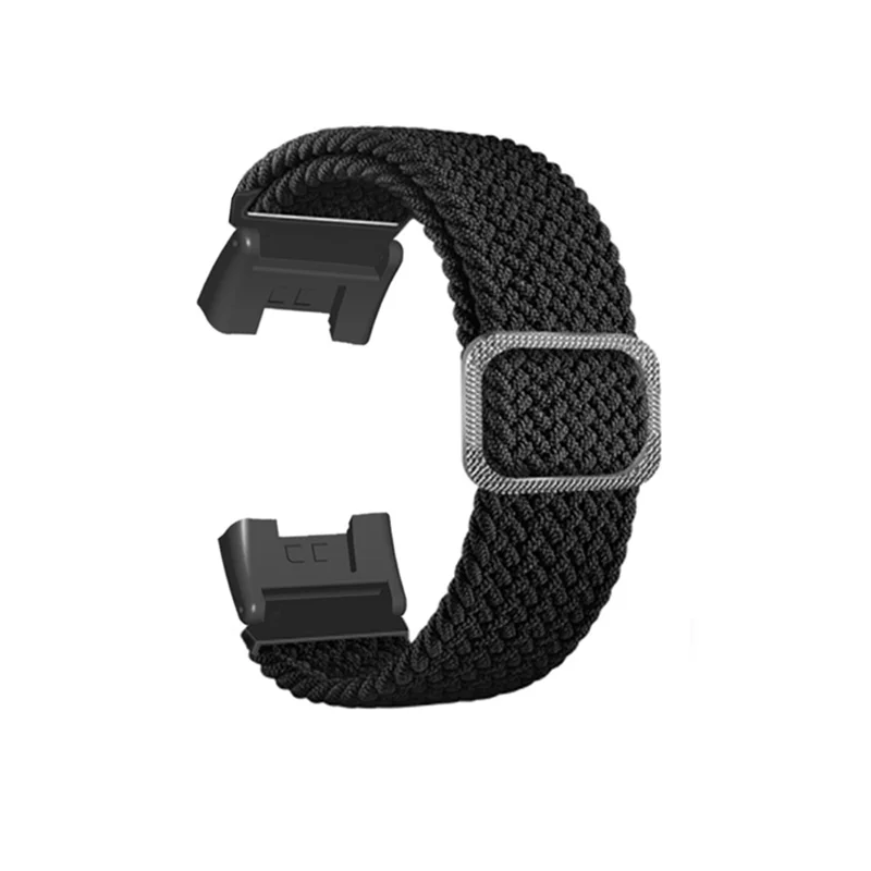 Pour Xiaomi Redmi Watch 2 Remplacement Bracelet de Montre Tressé en Nylon Élastique Bracelet de Montre Intelligente avec Connecteur en Métal - Noir