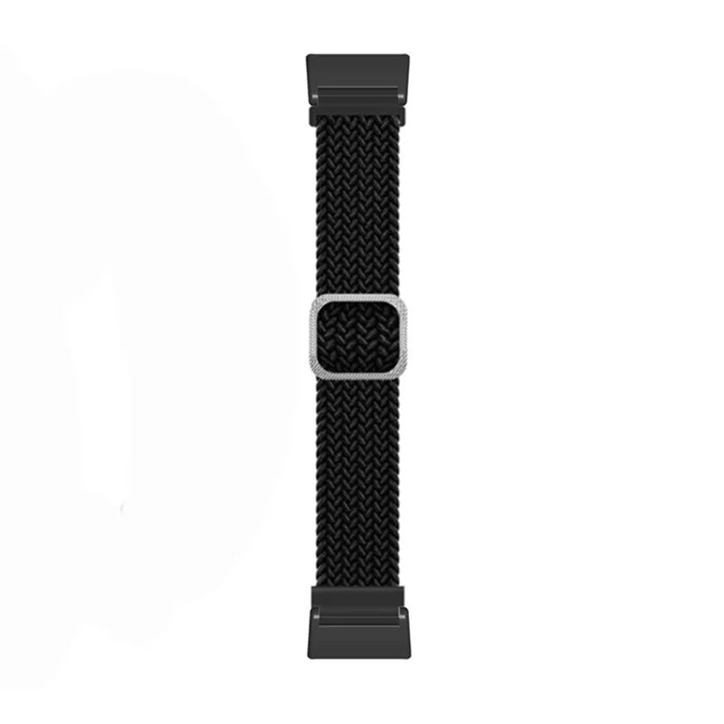 Pour Xiaomi Redmi Watch 2 Remplacement Bracelet de Montre Tressé en Nylon Élastique Bracelet de Montre Intelligente avec Connecteur en Métal - Noir
