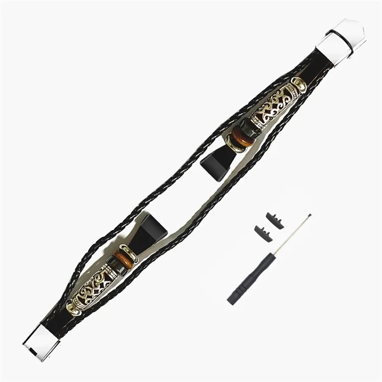 Für Huawei Band 6/Honor Band 6 ethnisches Perlenersatz-Uhrenarmband, Retro-Armband - Schwarz