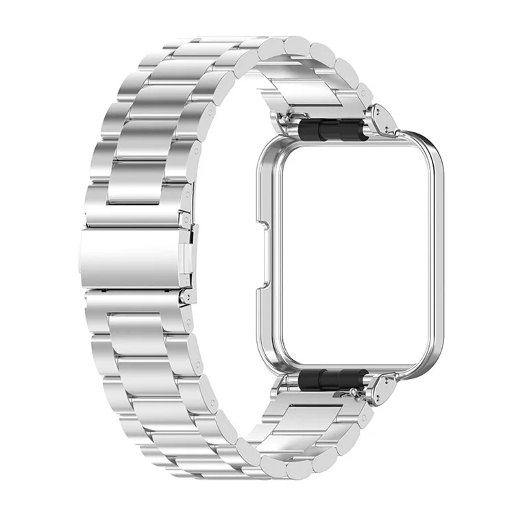 For Xiaomi Redmi Watch 2 Lite Stainless Steel Three Beads Smartwatch Band Replacement Wrist Strap with Watch Case - Silver