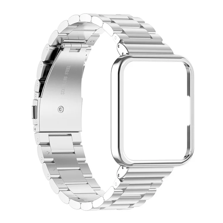 For Xiaomi Redmi Watch 2 Lite Stainless Steel Three Beads Smartwatch Band Replacement Wrist Strap with Watch Case - Silver