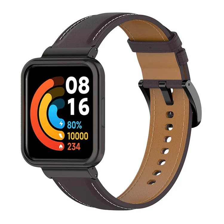 Para Xiaomi Redmi Watch 2 Lite Reemplazo De Correa De Cuero Genuino De La Correa De Reloj Ajustable - Morado Oscuro