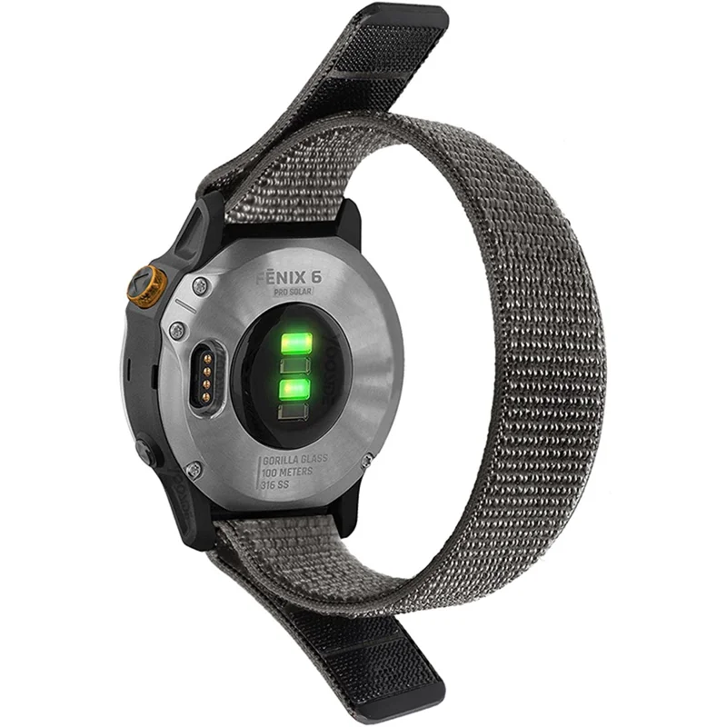 For Garmin Fenix 6S Breathable Nylon Watch Strap 20mm Adjustable Wrist Band Replacement - Grey