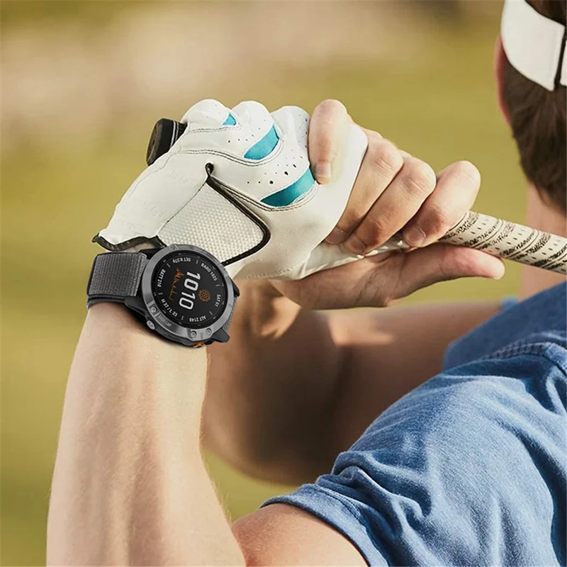 For Garmin Fenix 6S Breathable Nylon Watch Strap 20mm Adjustable Wrist Band Replacement - Grey