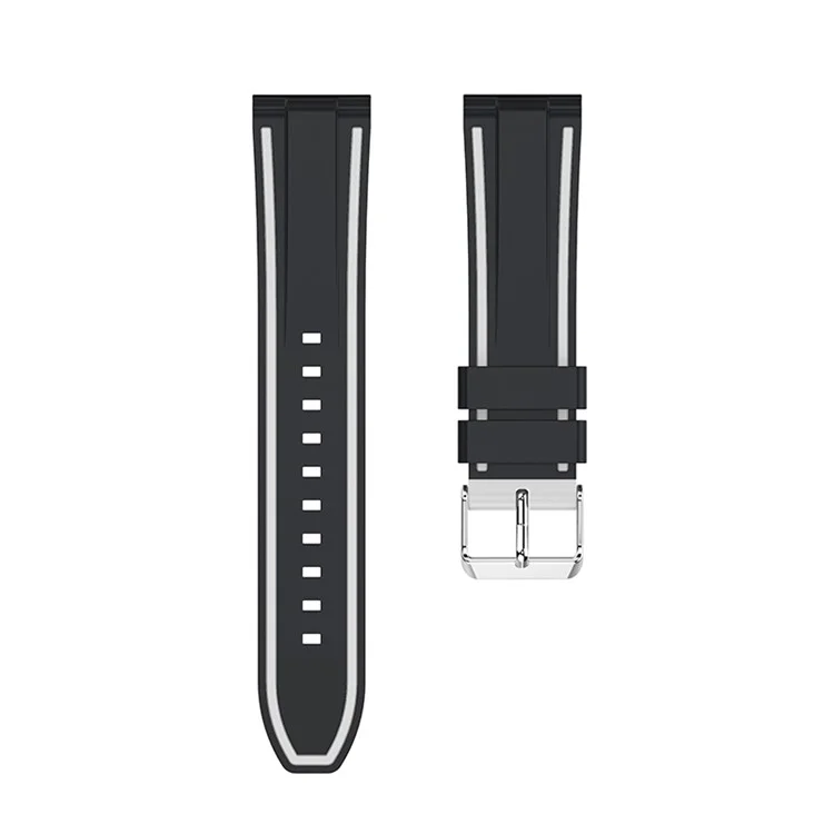 Pour Samsung Galaxy Watch3 45mm/Watch 46mm/Huawei Watch GT 46mm 22mm Bracelet de montre en silicone Doux Bracelet avec boucle - Noir Blanc