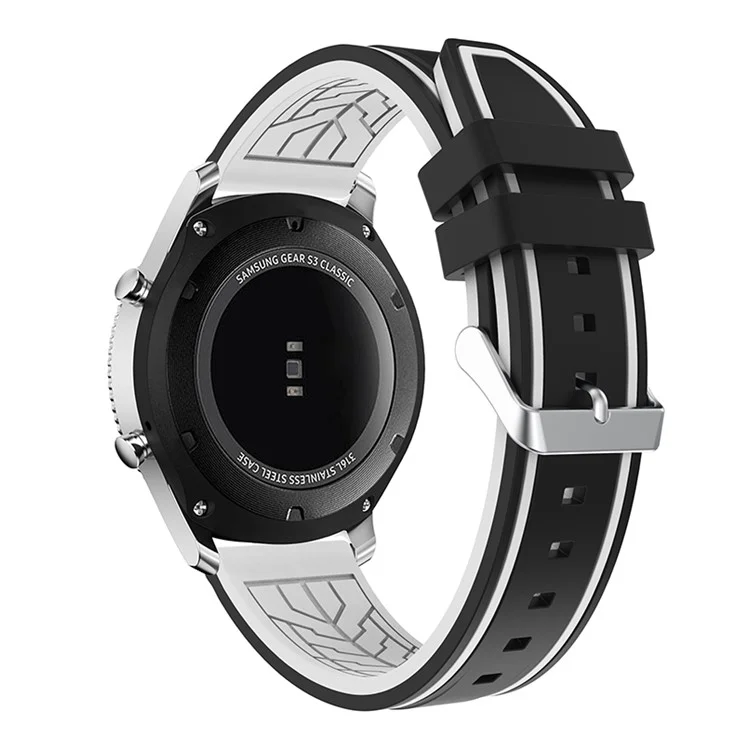 Pour Samsung Galaxy Watch3 45mm/Watch 46mm/Huawei Watch GT 46mm 22mm Bracelet de montre en silicone Doux Bracelet avec boucle - Noir Blanc