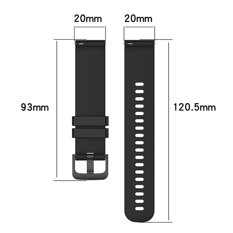 For Samsung Galaxy Watch4 40mm / 44mm / Watch4 Classic 42mm / 46mm / Huawei Watch 3 Pro New / Watch 3 Pro 20mm Silicone Watch Strap Soft Quick Release Wrist Band with Buckle - Black