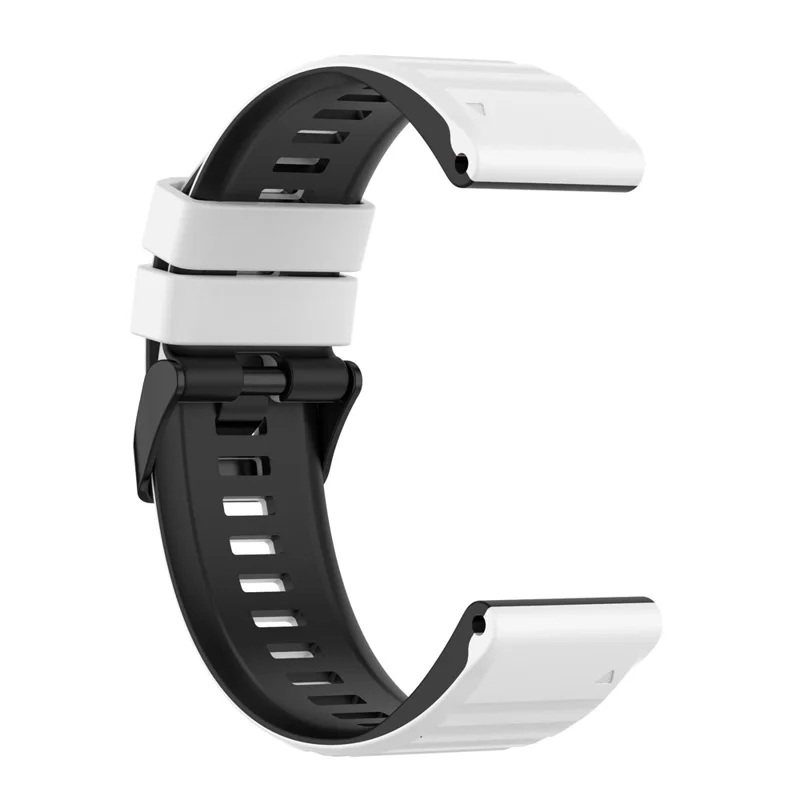 For Garmin Fenix 6 GPS 22 mm to farver silikone armbånd justerbart udskiftning urrem med værktøjer - Hvid/Sort