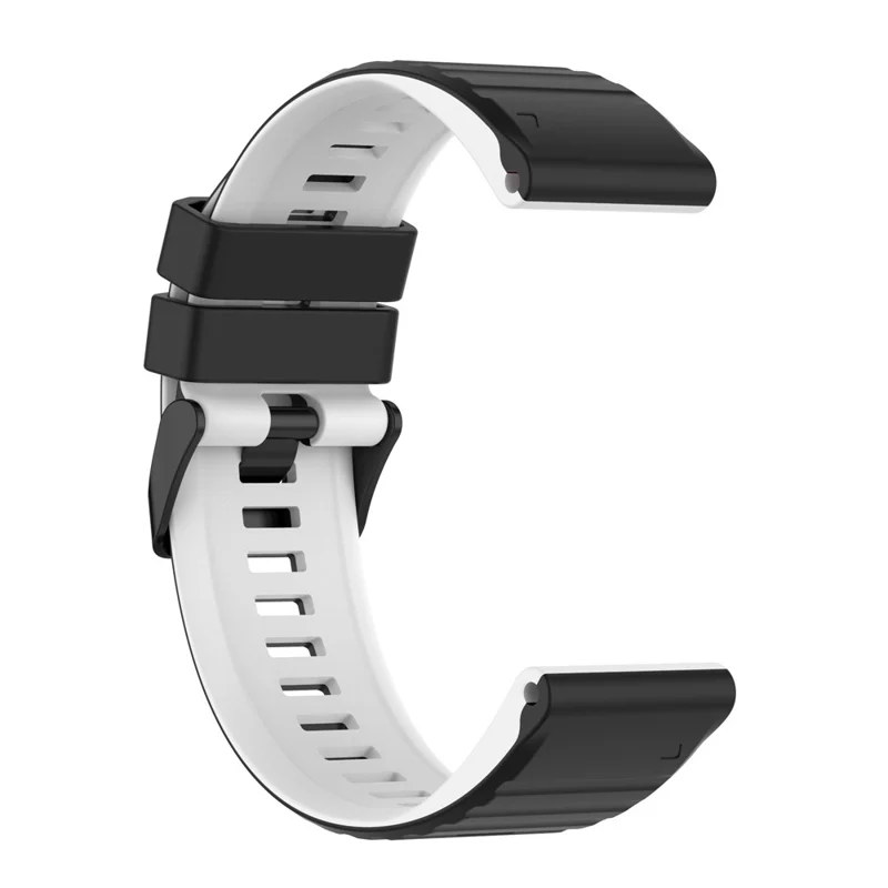 For Garmin Fenix 6 GPS 22mm Dual Color Silicone Wrist Band Adjustable Replacement Watch Strap with Tools - Black/White