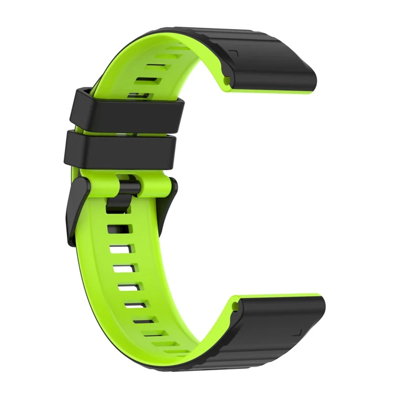 For Garmin Fenix 6 GPS 22mm Dual Color Silicone Wrist Band Adjustable Replacement Watch Strap with Tools - Black/Lime