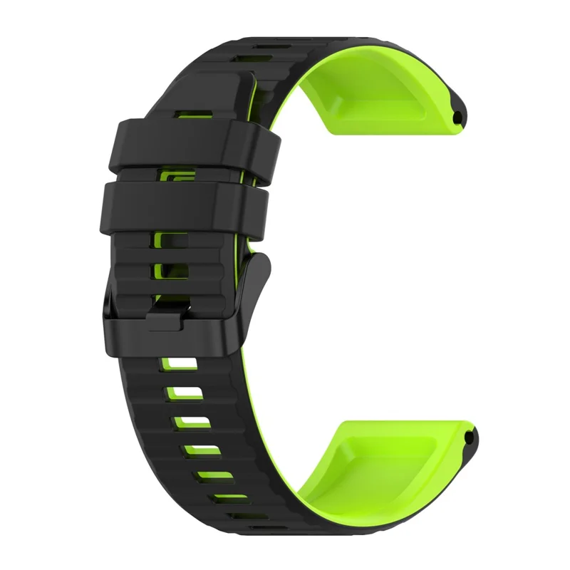 For Garmin Fenix 6 GPS 22mm Dual Color Silicone Wrist Band Adjustable Replacement Watch Strap with Tools - Black/Lime